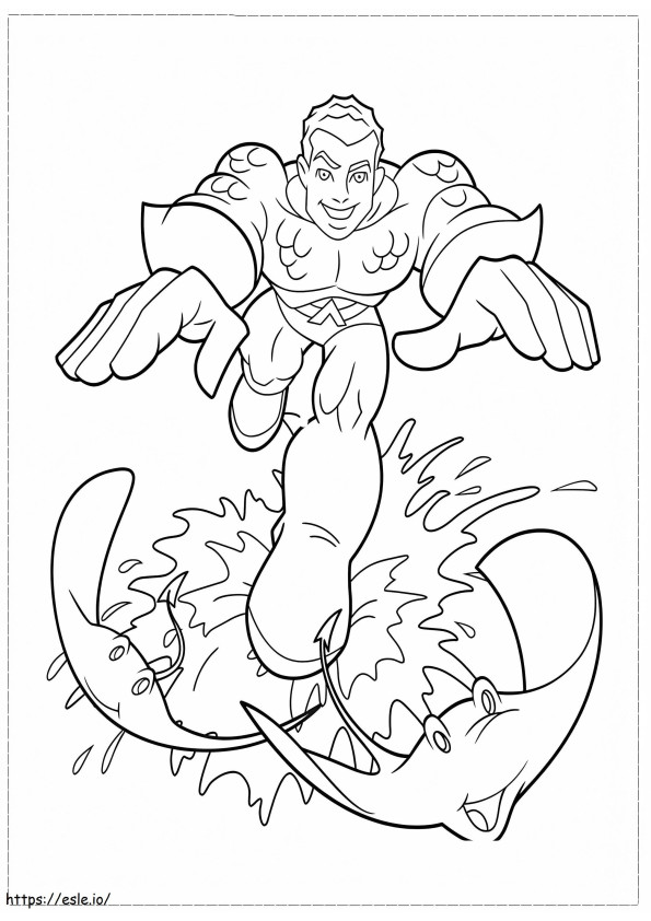 Aquaman Chases Two Rayas coloring page