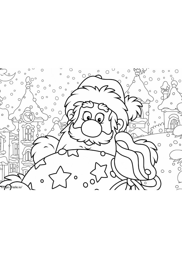 Coloriage Père Noël en hiver à imprimer dessin