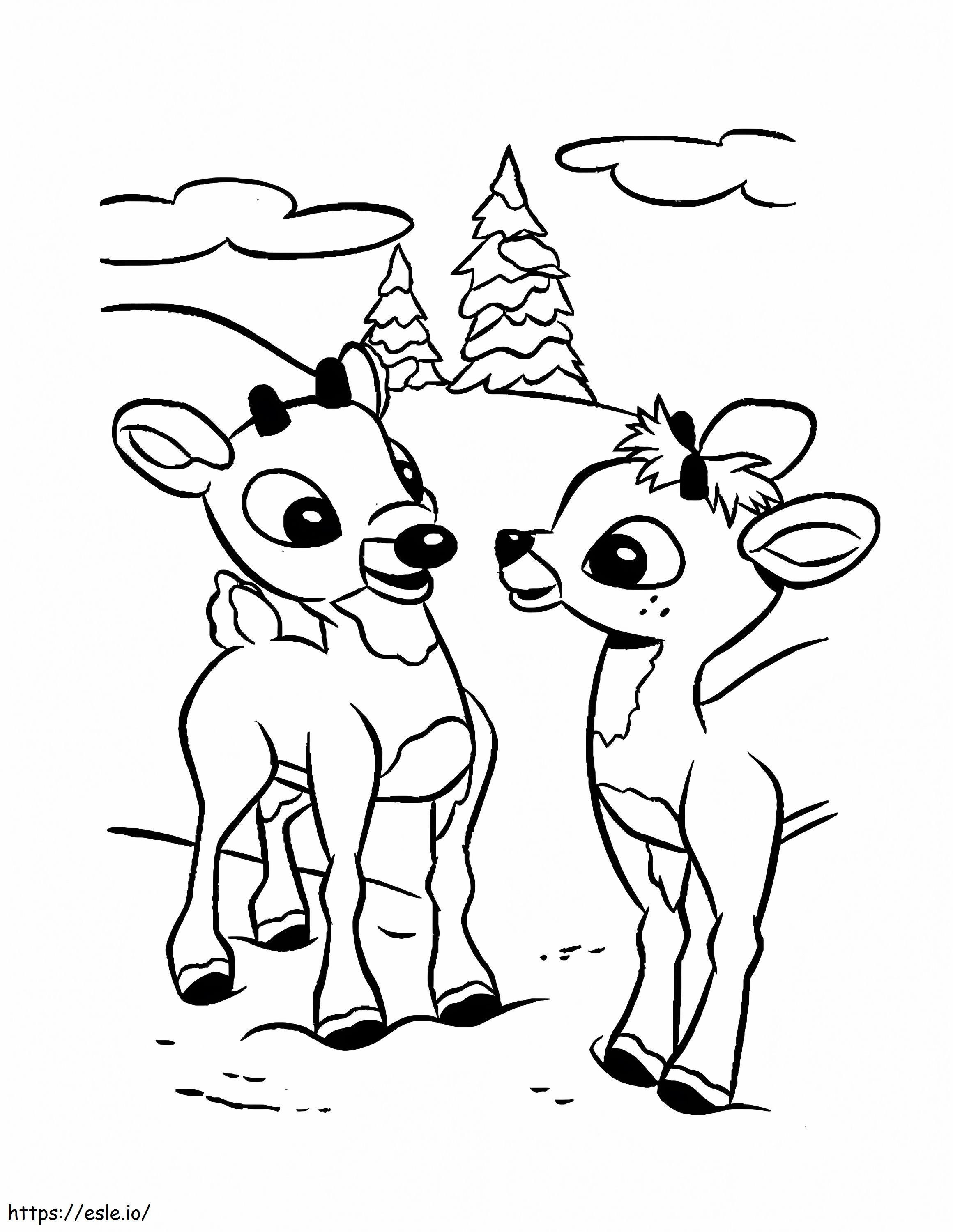 Rudolphs Friends coloring page