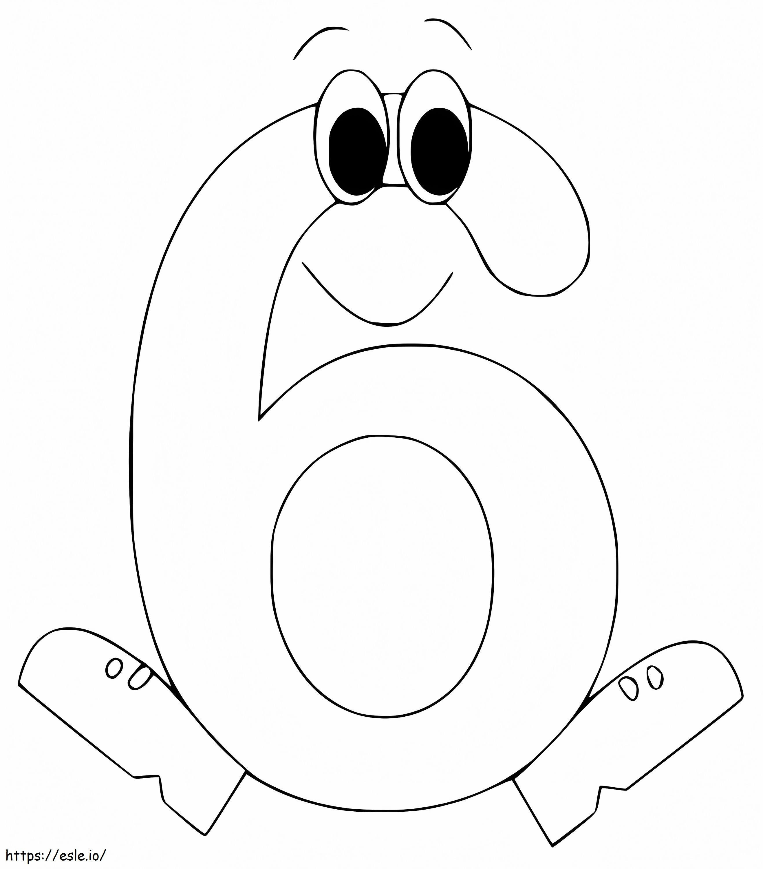 Cute Number 6 coloring page