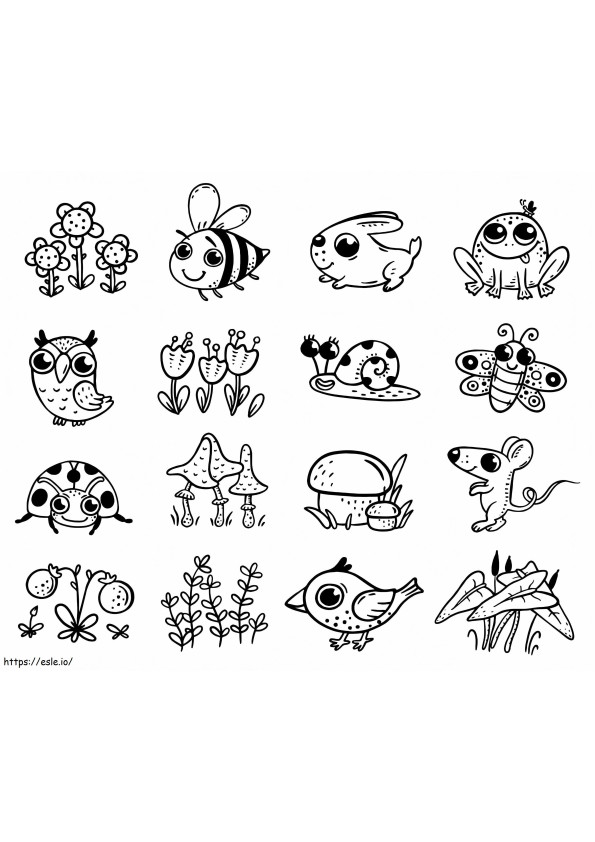 Animals And Plants Stickers coloring page