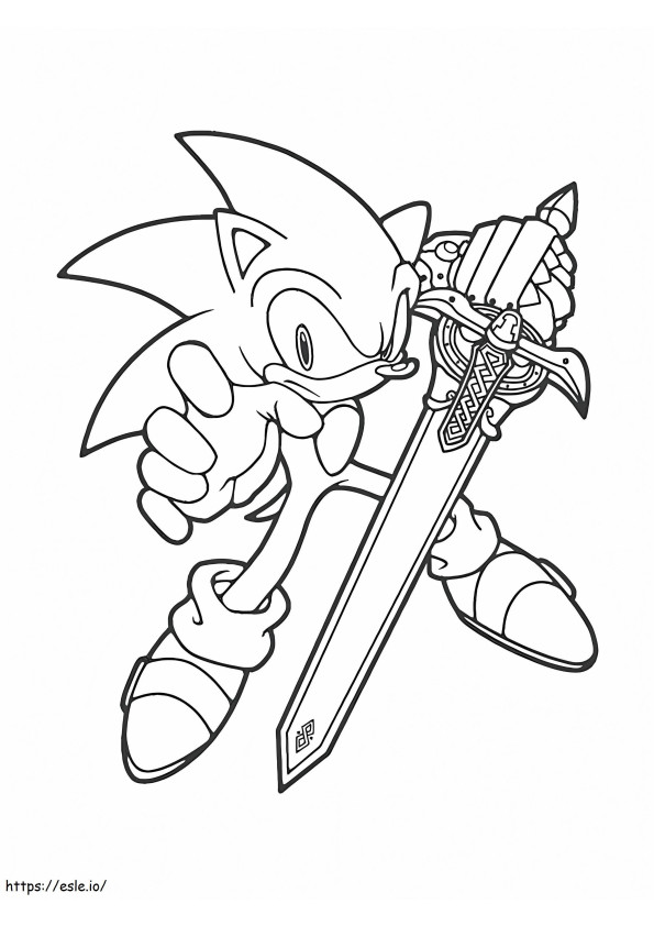 Sonic con espada para colorear
