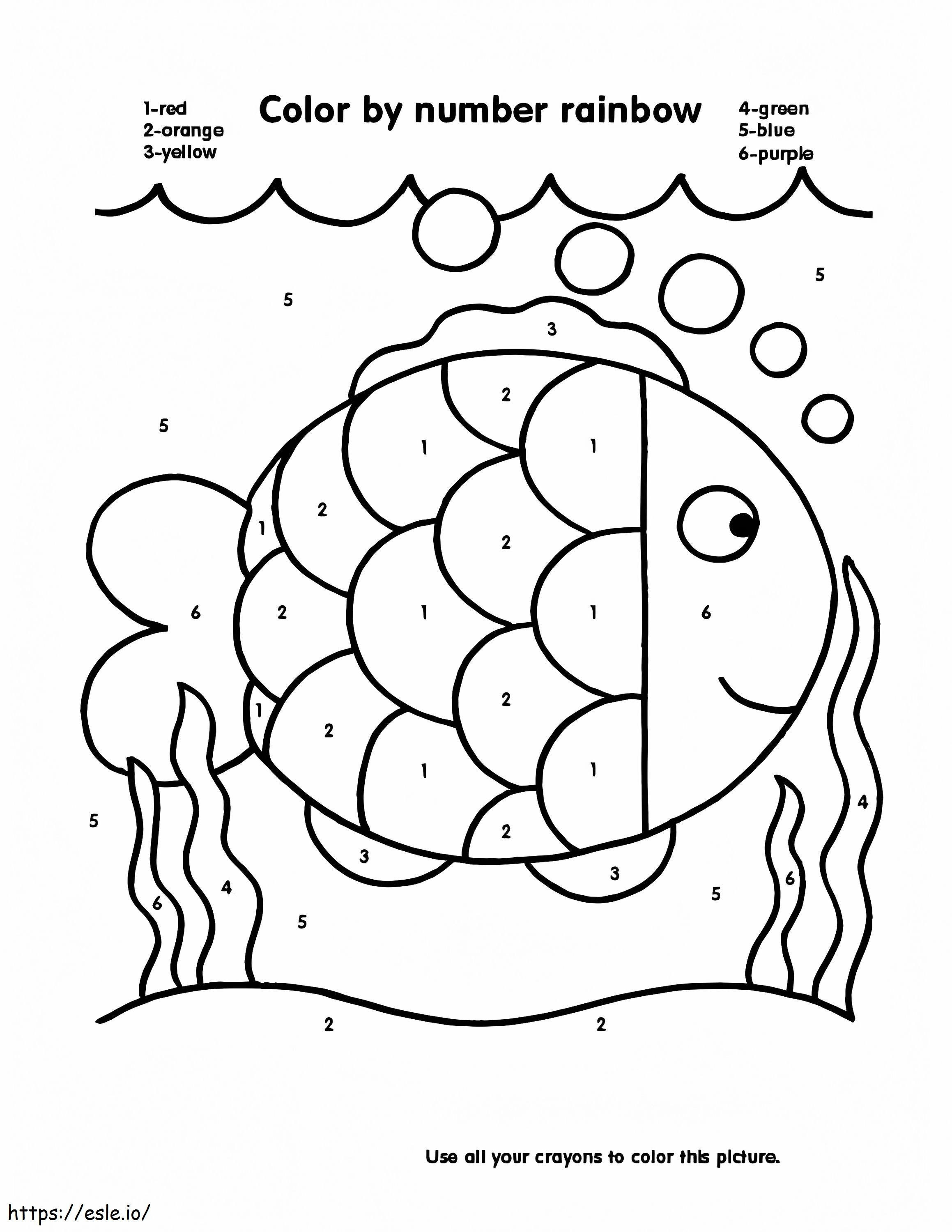 Coloriage Couleur de poisson arc-en-ciel par numéro à imprimer dessin