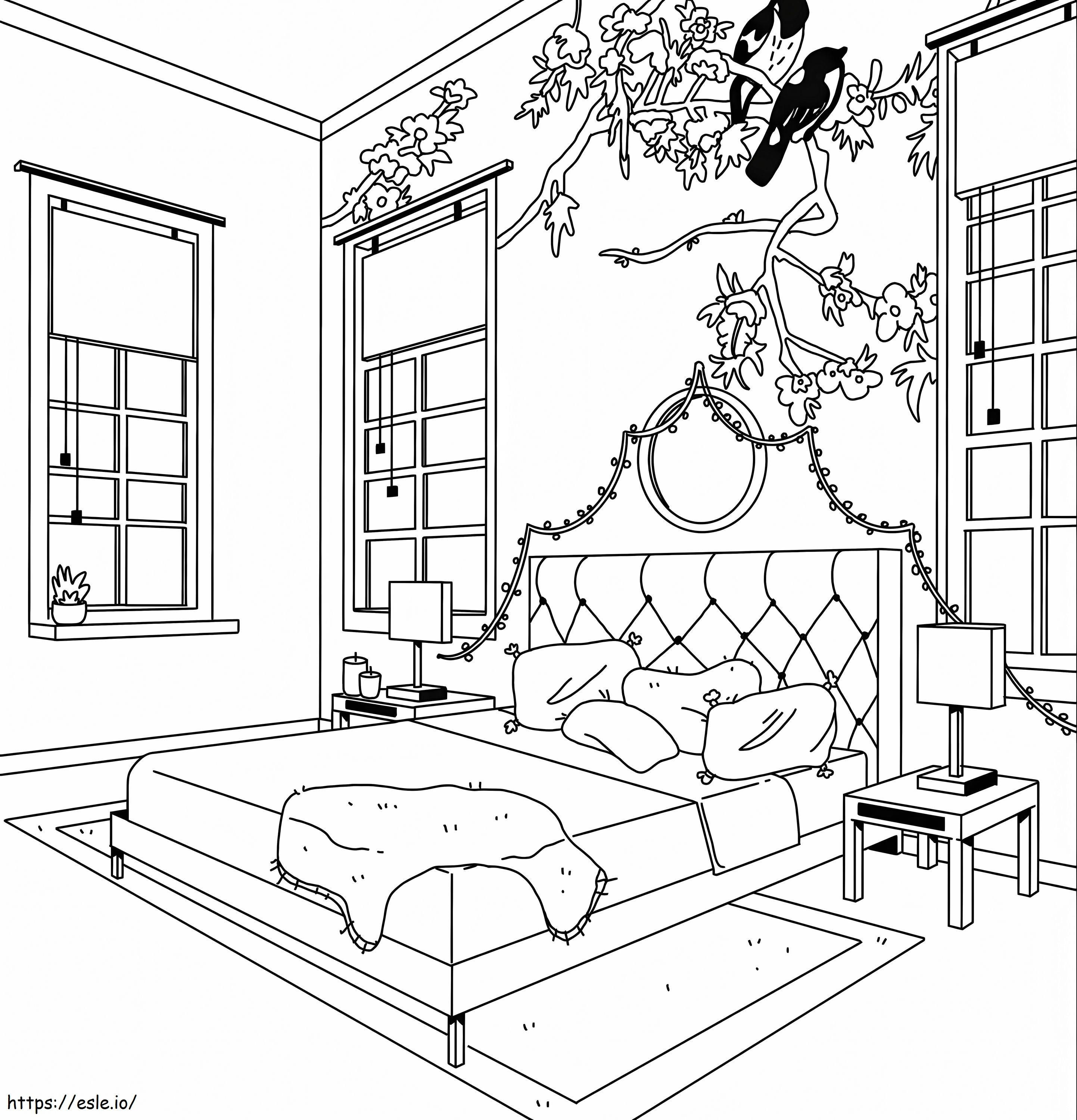 Bella camera da letto da colorare