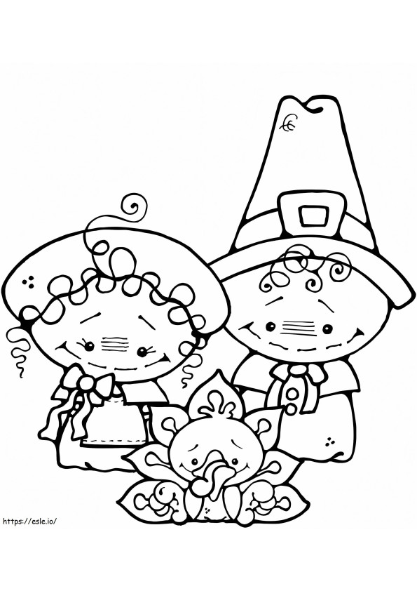 Pilgrim Boy And Girl 1 coloring page