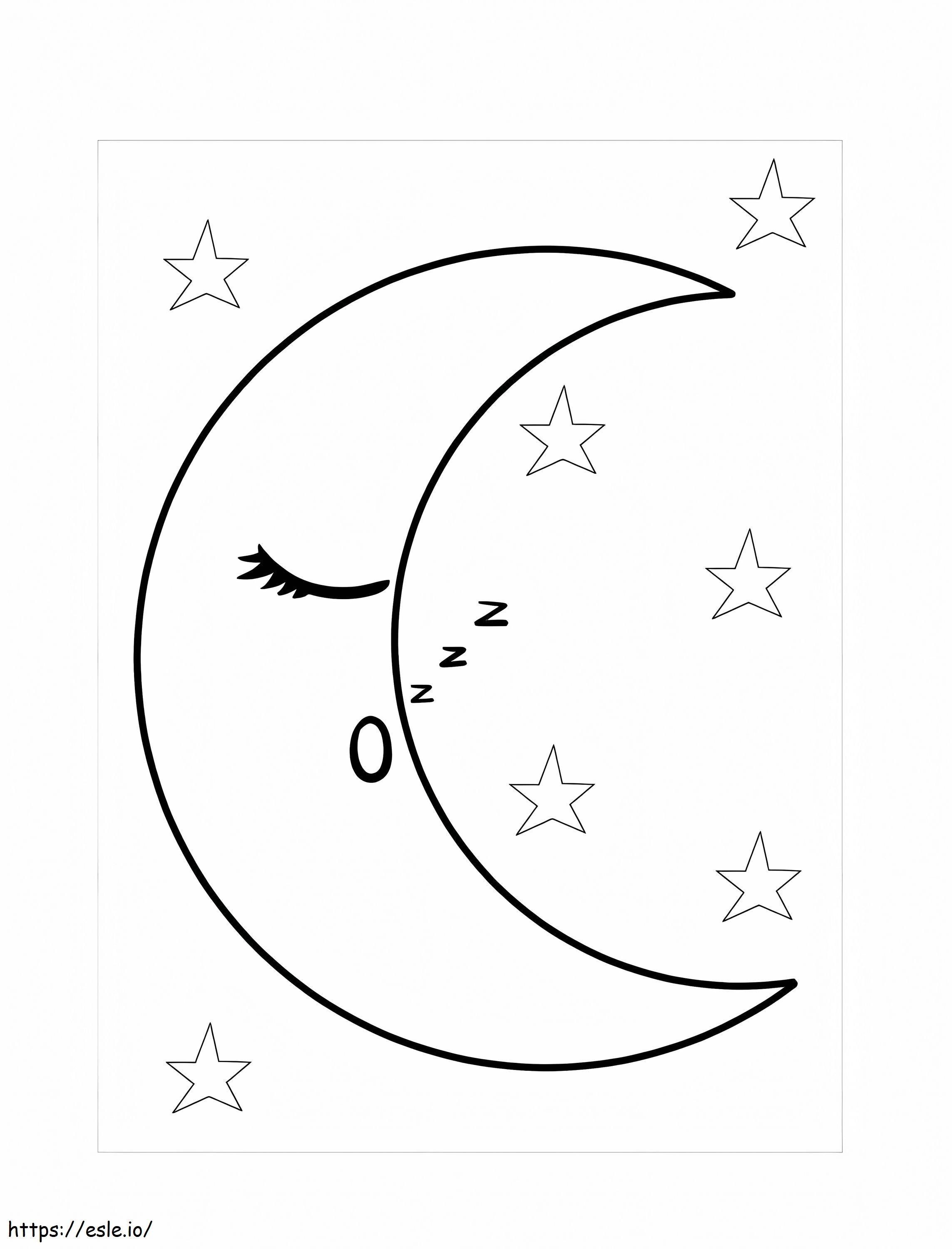 Nukkuva kuu värityskuva