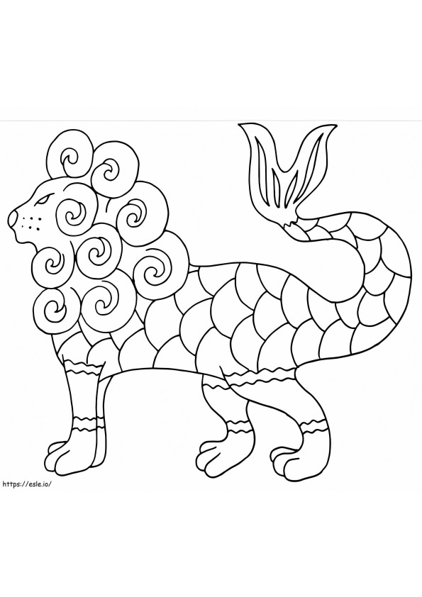 Coloriage Poisson Lion Alebrije à imprimer dessin