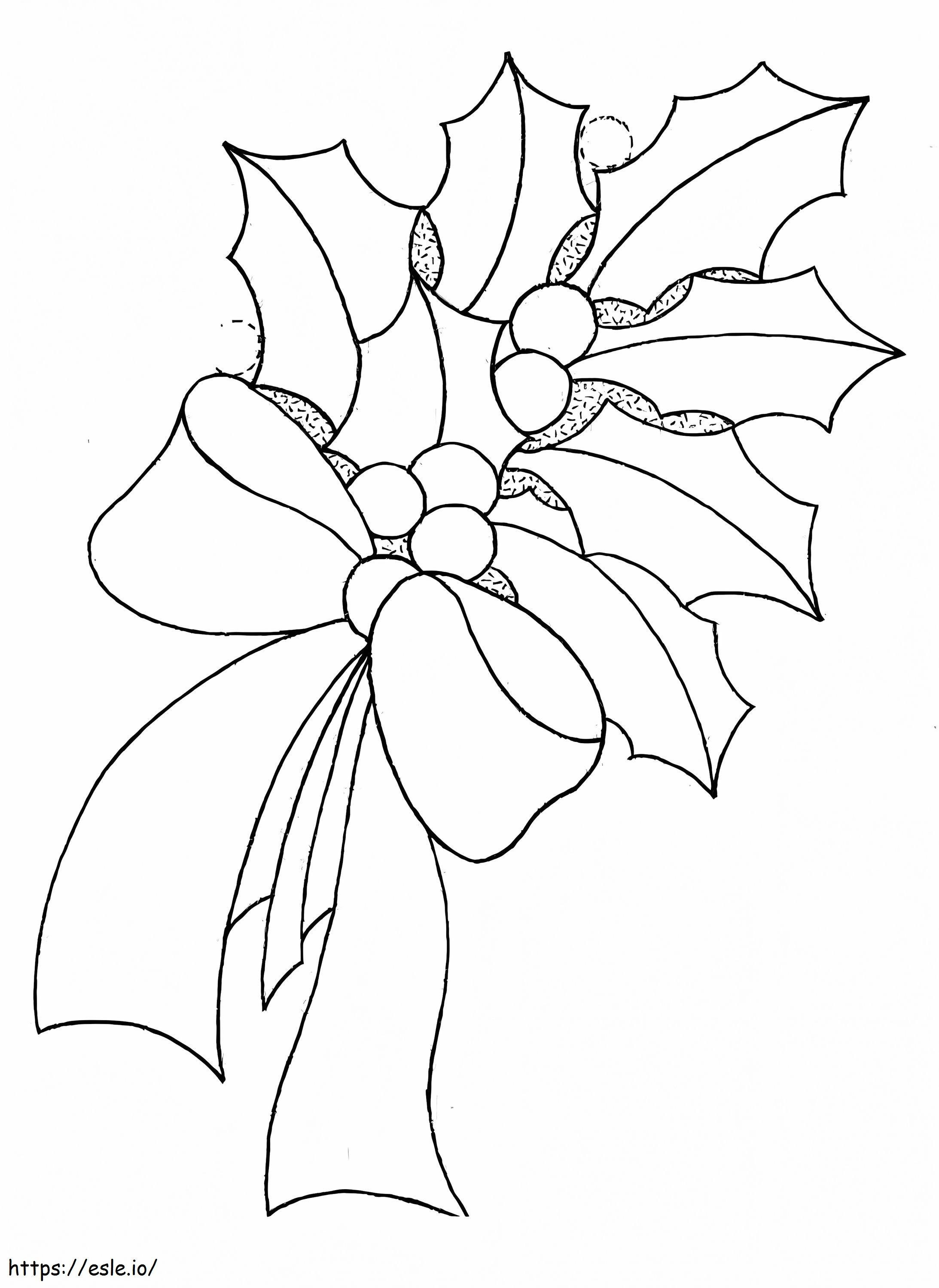 Coloriage Bouquet de houx de Noël à imprimer dessin