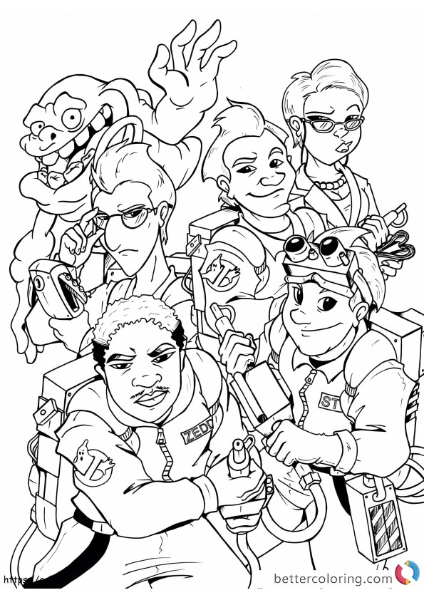 Coloriage Tous les personnages de Ghostbusters à imprimer dessin
