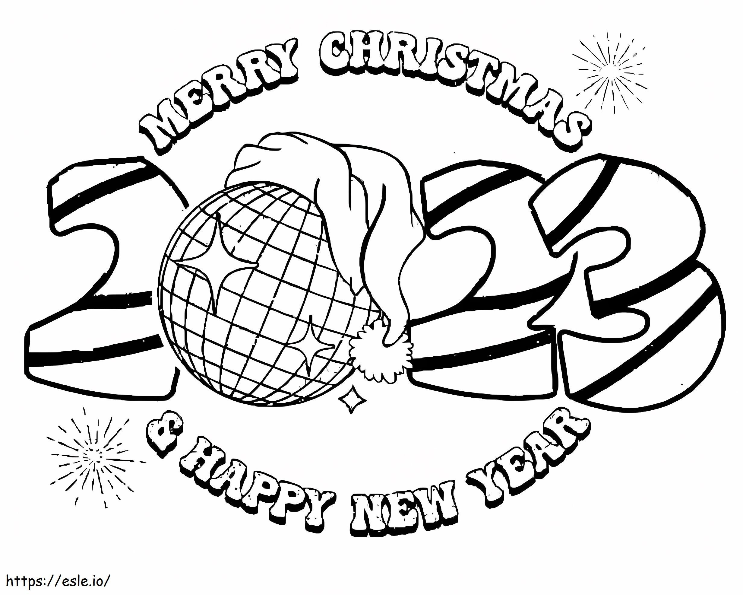 Coloriage Joyeux Noël et bonne année 2023 à imprimer dessin