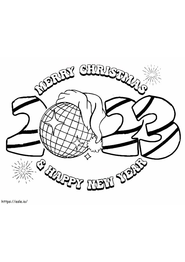 Wesołych Świąt i Szczęśliwego Nowego Roku 2023 kolorowanka