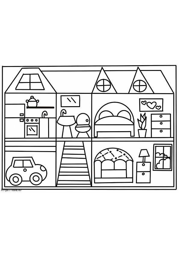 Cute Dollhouse coloring page