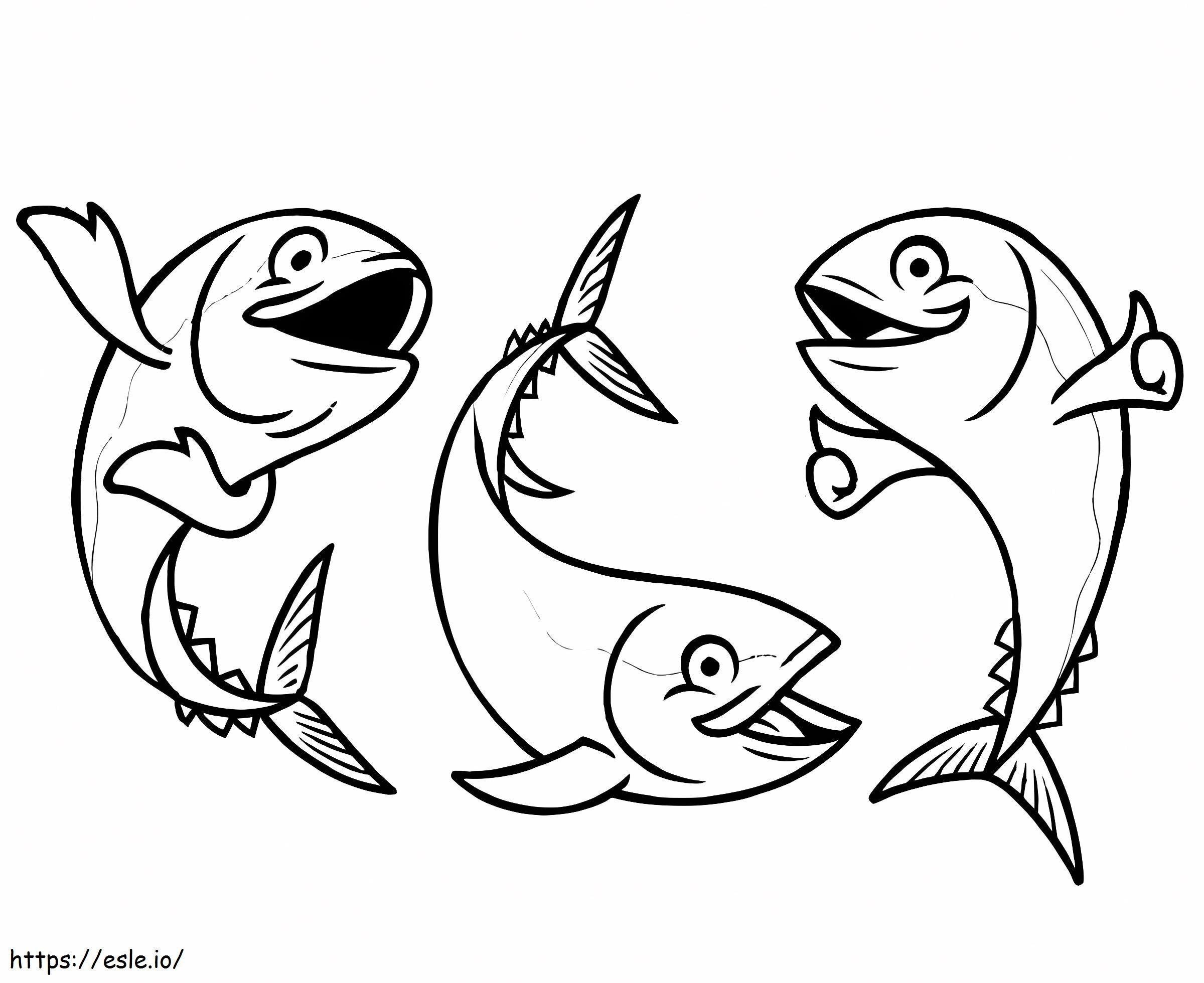 Drei Thunfische ausmalbilder