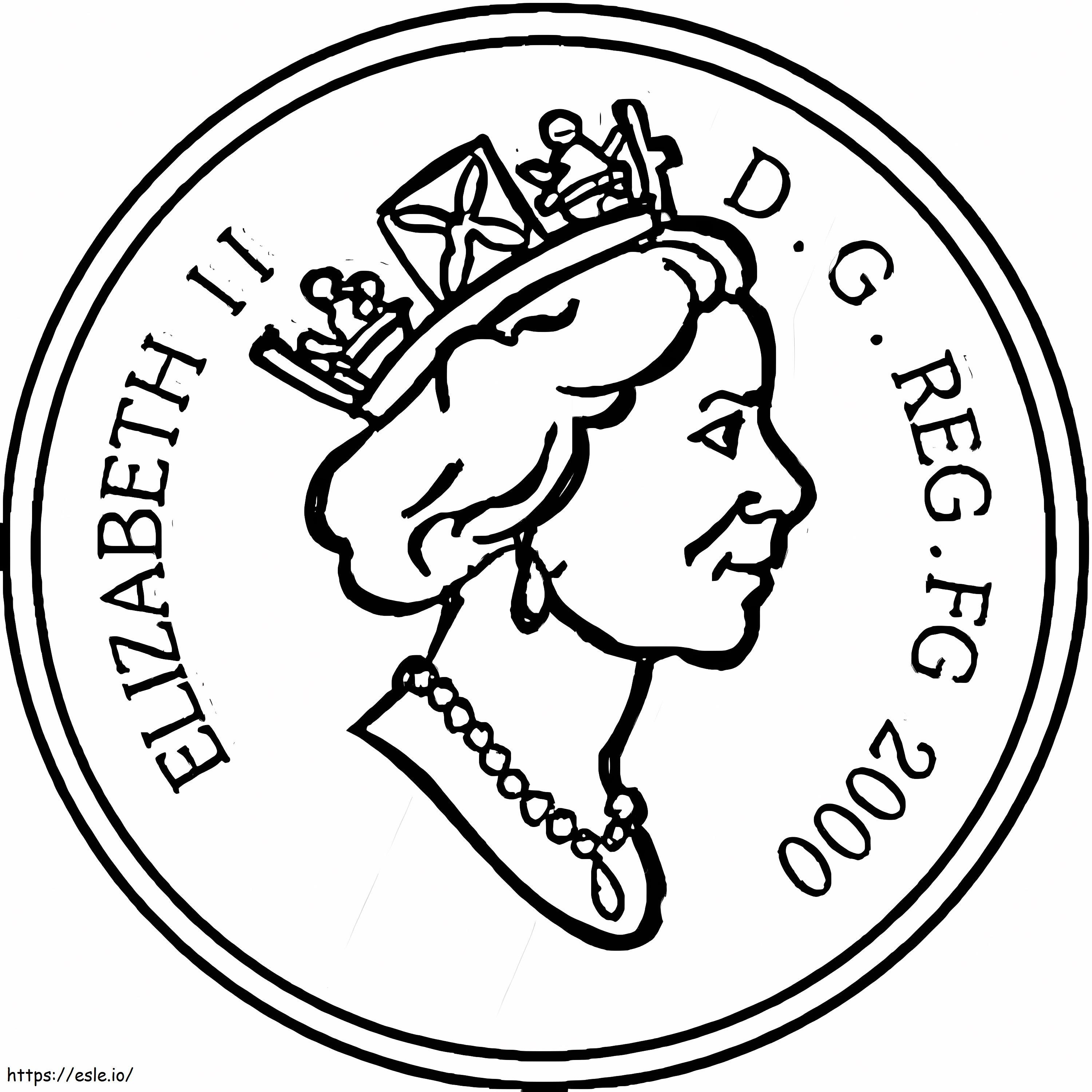 Coin With Elizabeth II coloring page