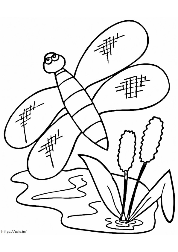 Cattails ja sudenkorento värityskuva