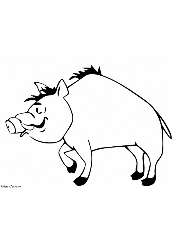 Smiling Wild Boar Cartoon coloring page