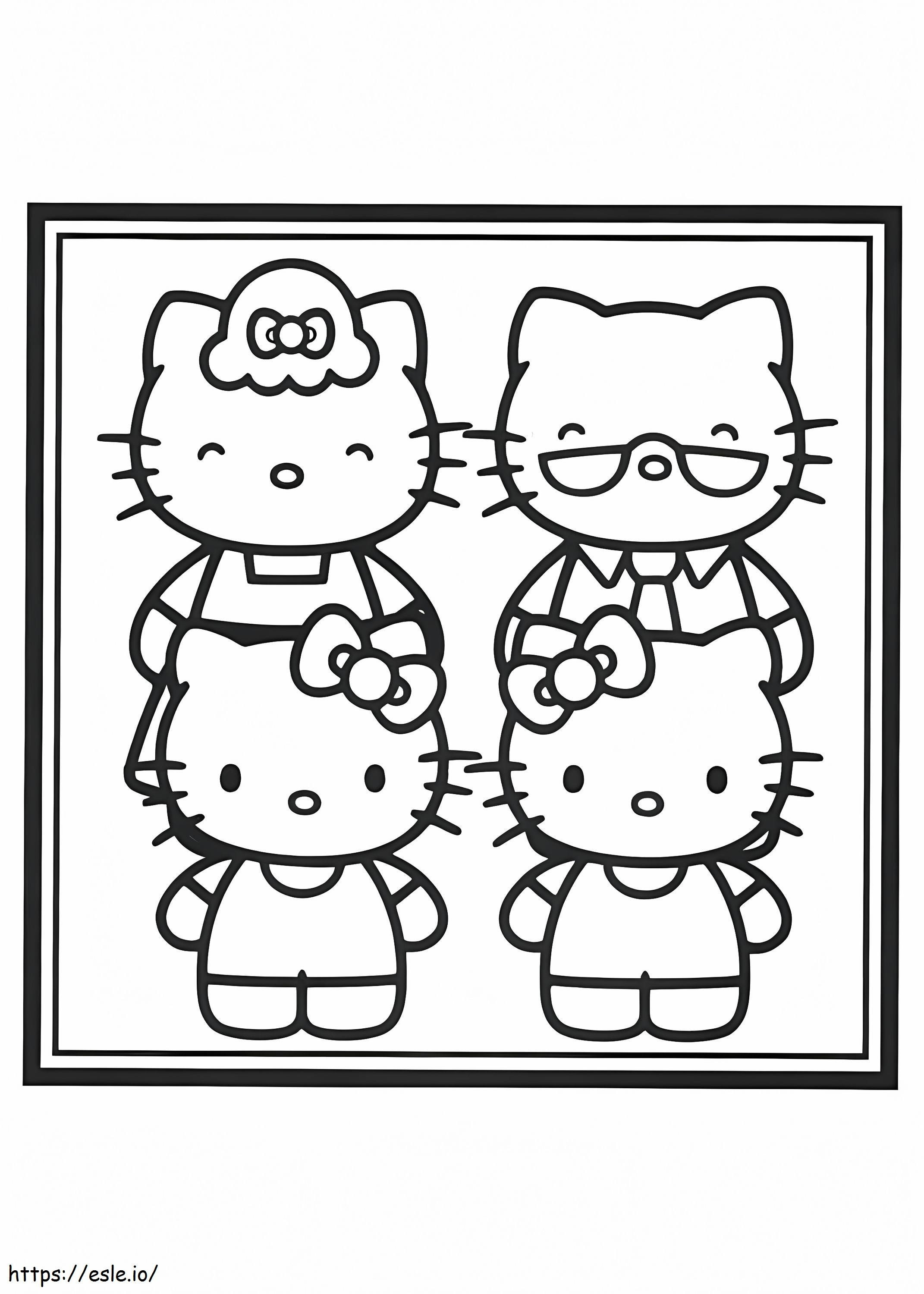 Zdjęcie rodzinne Hello Kitty kolorowanka