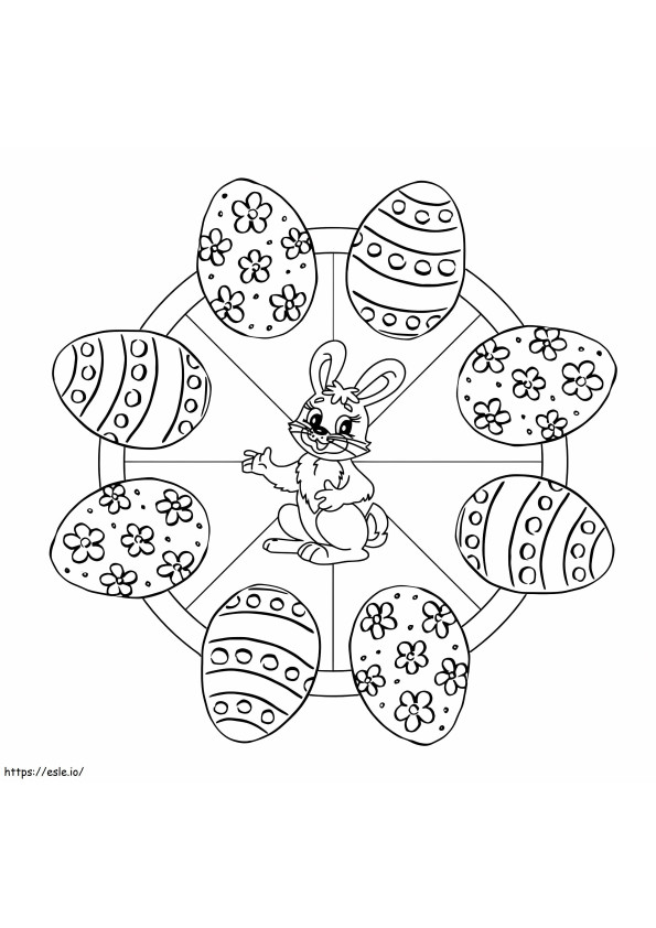Mandala com coelho e ovos para colorir