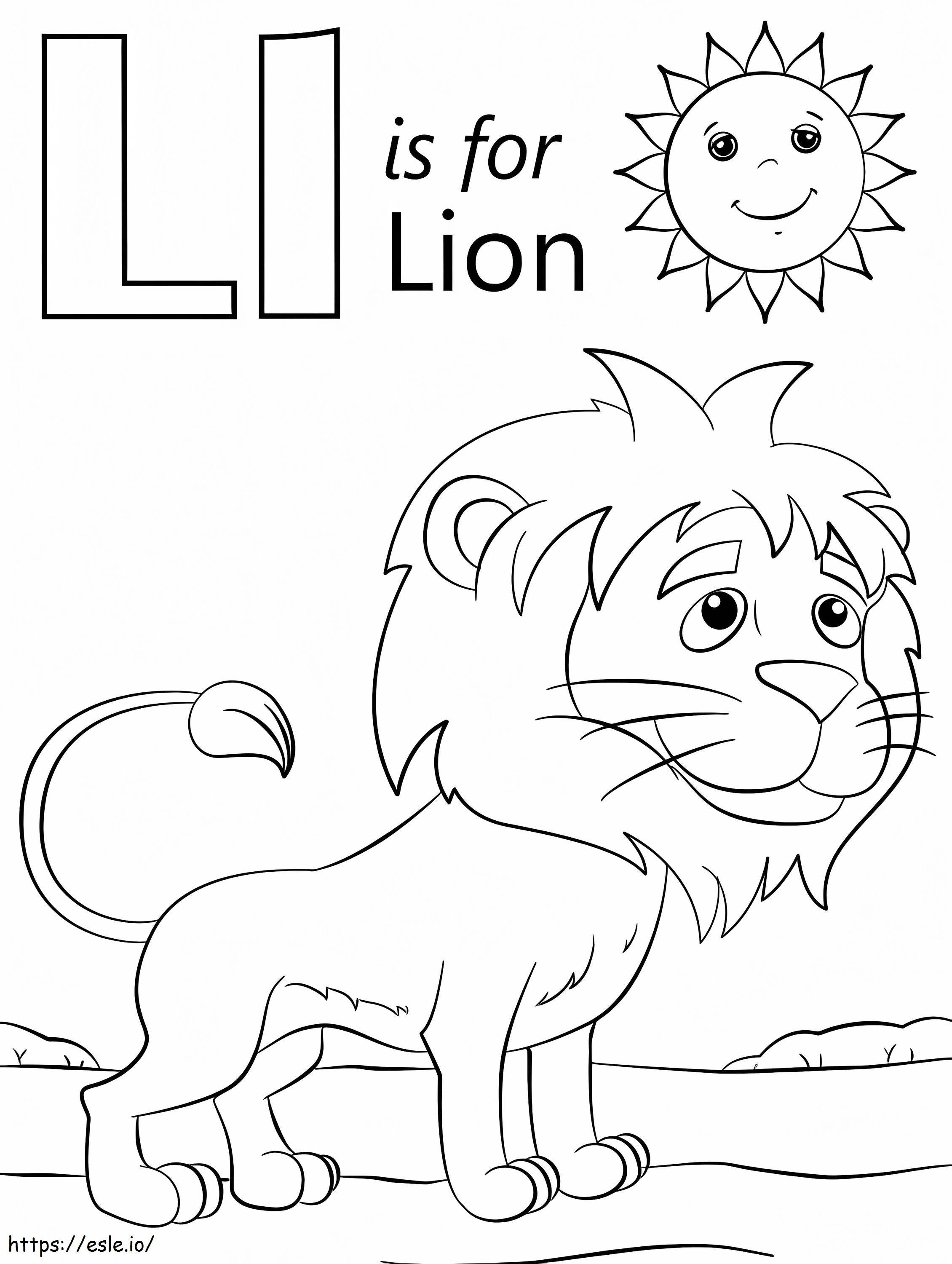 Leijona kirjain L värityskuva