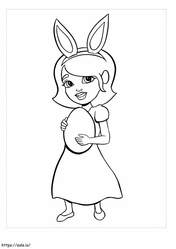 Coloriage Petite fille avec un oeuf de Pâques à imprimer dessin