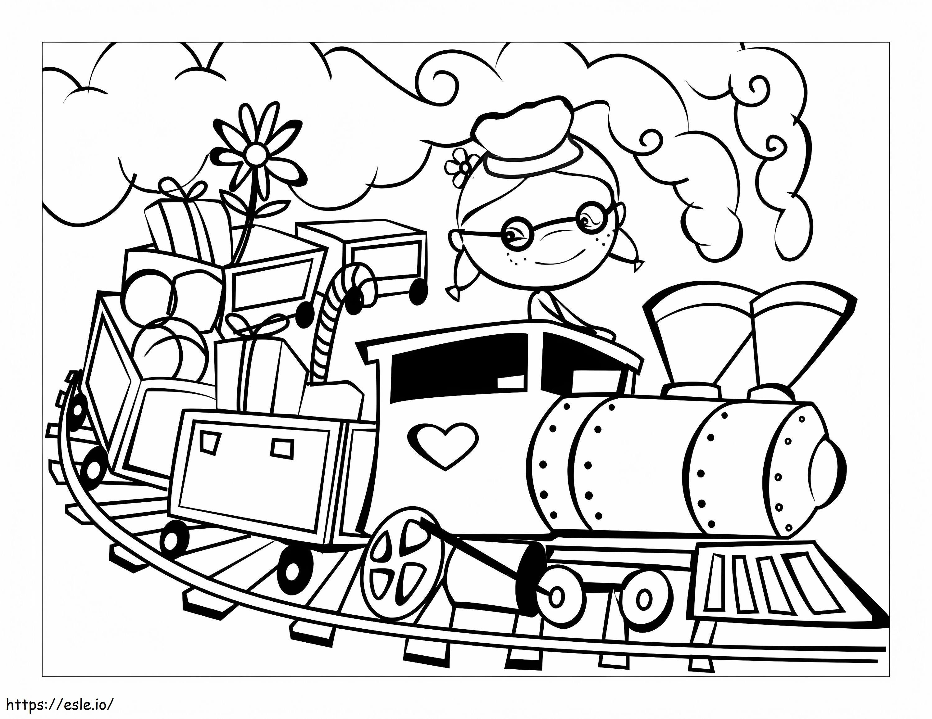 Tren pentru copii de colorat