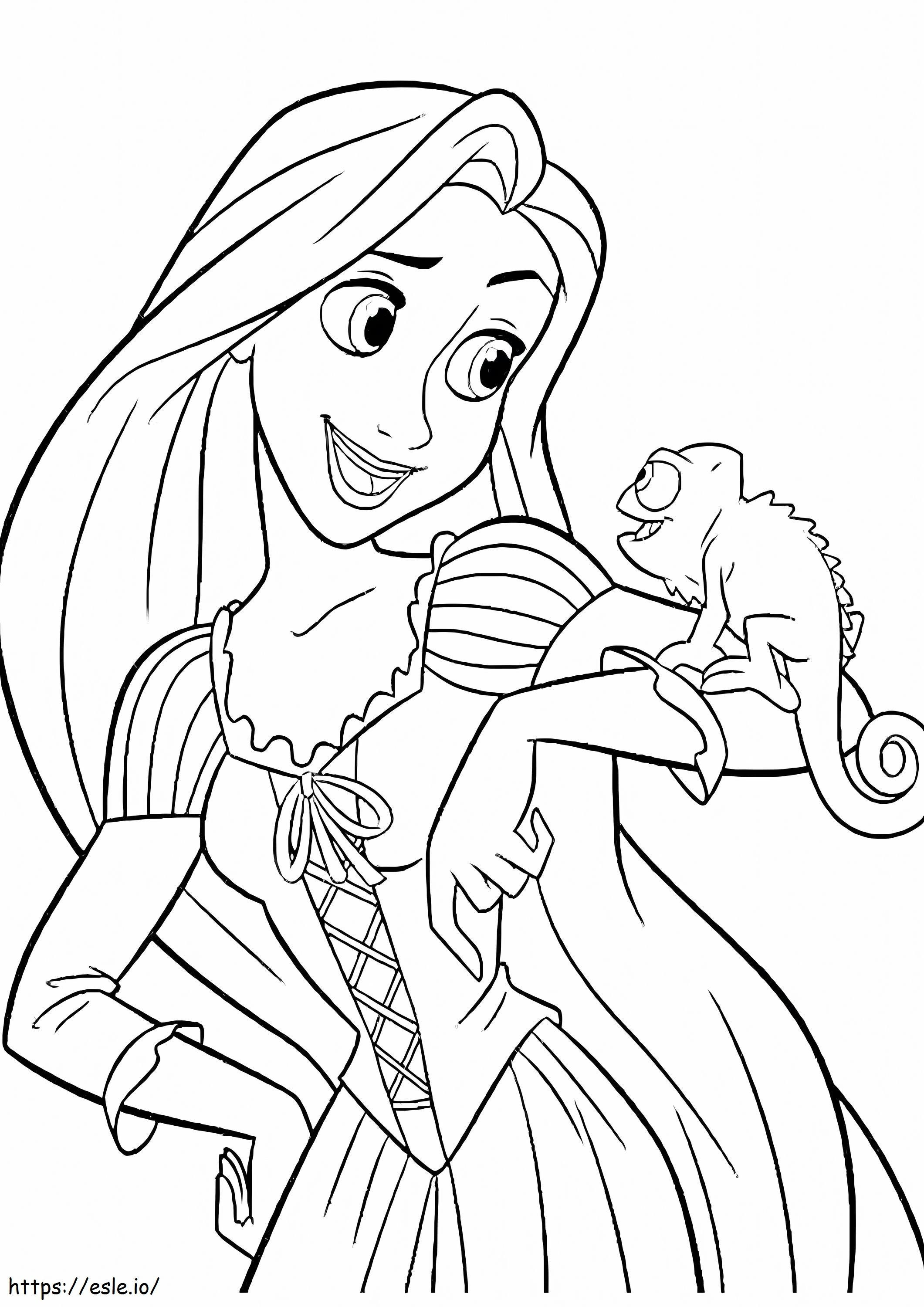 Princess With Gecko coloring page