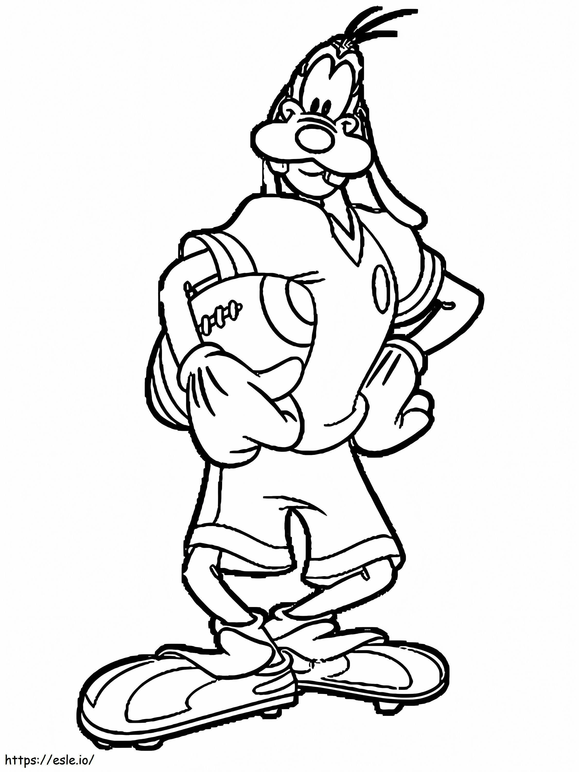 Coloriage Dingo joue au rugby à imprimer dessin