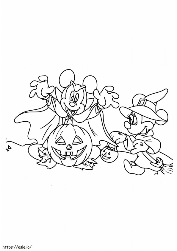 Coloriage  Mickey le jour d'Halloween 17 A4 à imprimer dessin