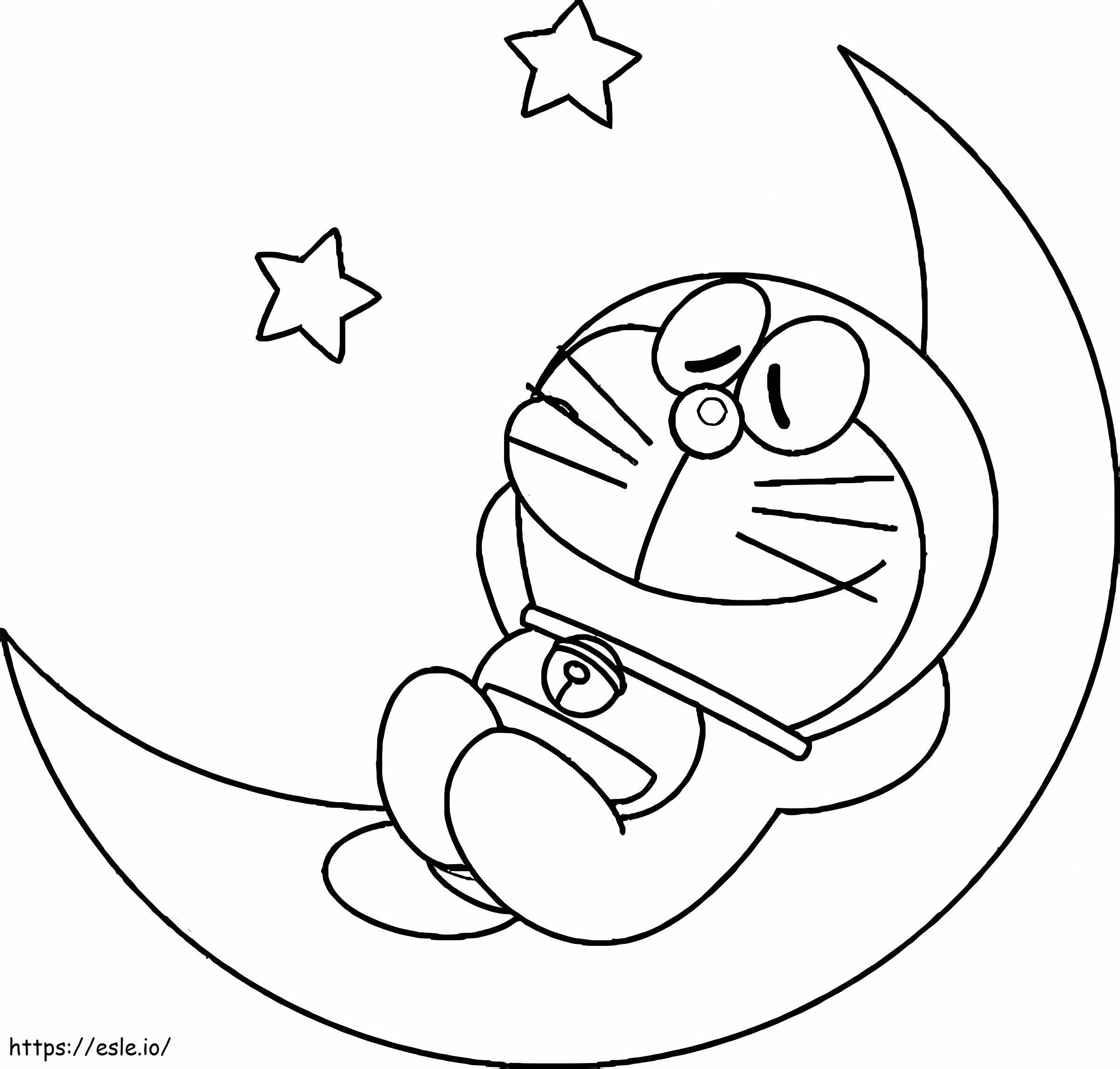  Doraemon Sleep On Moons värityssivut täysikokoinen Doraemon tulostettava värityskuva
