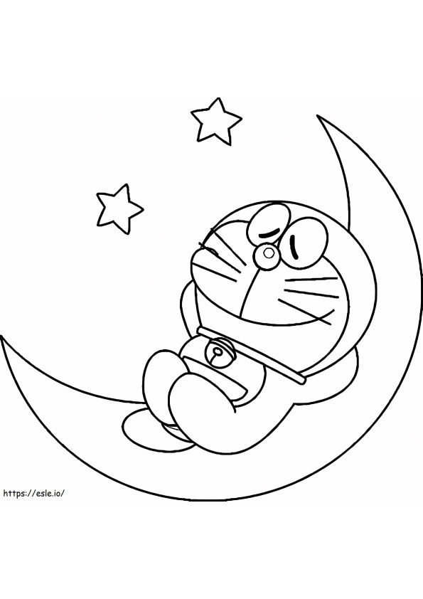  Doraemon Sleep On Moons Planse de colorat Doraemon la dimensiune completă de imprimat de colorat