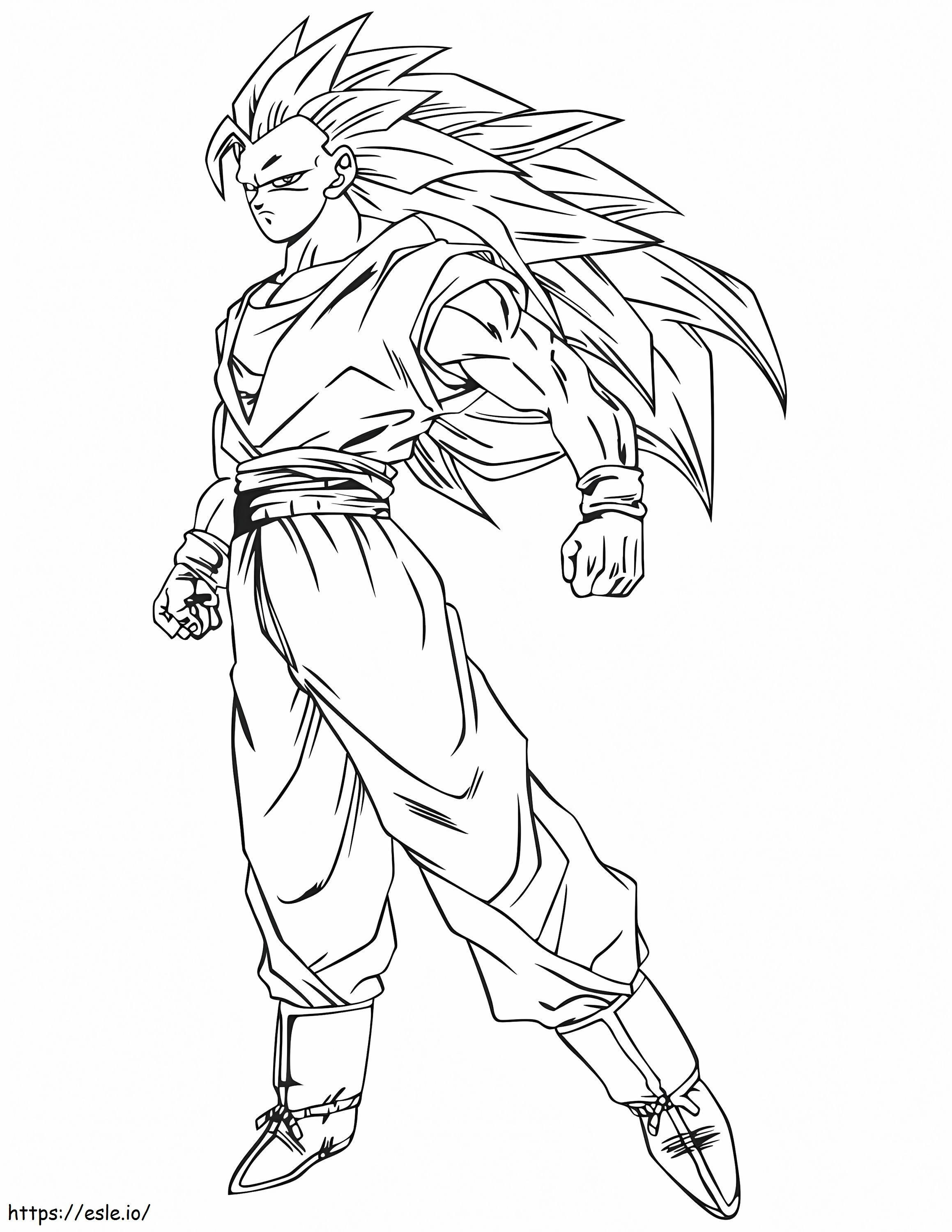 Goku Super Saiya 3 Gambar Mewarnai