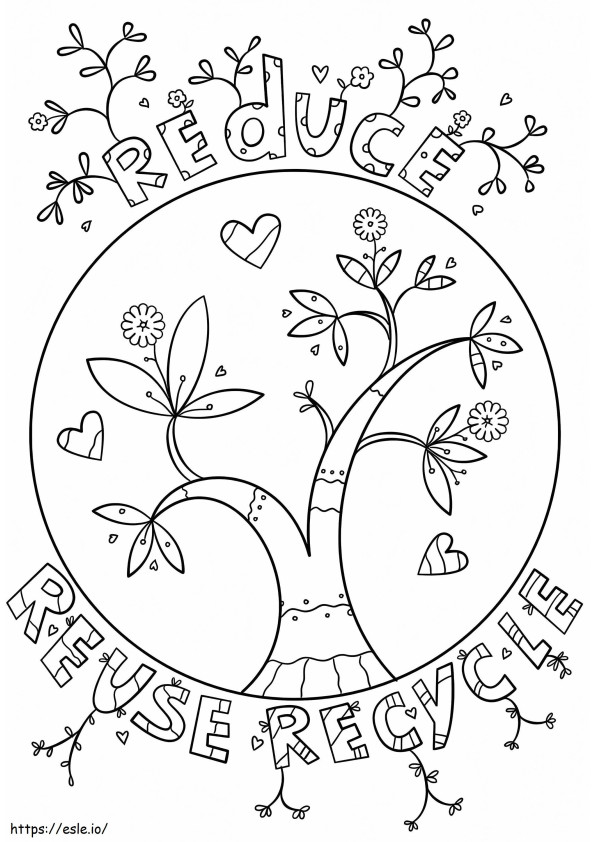Reduce Reuse Recycle coloring page