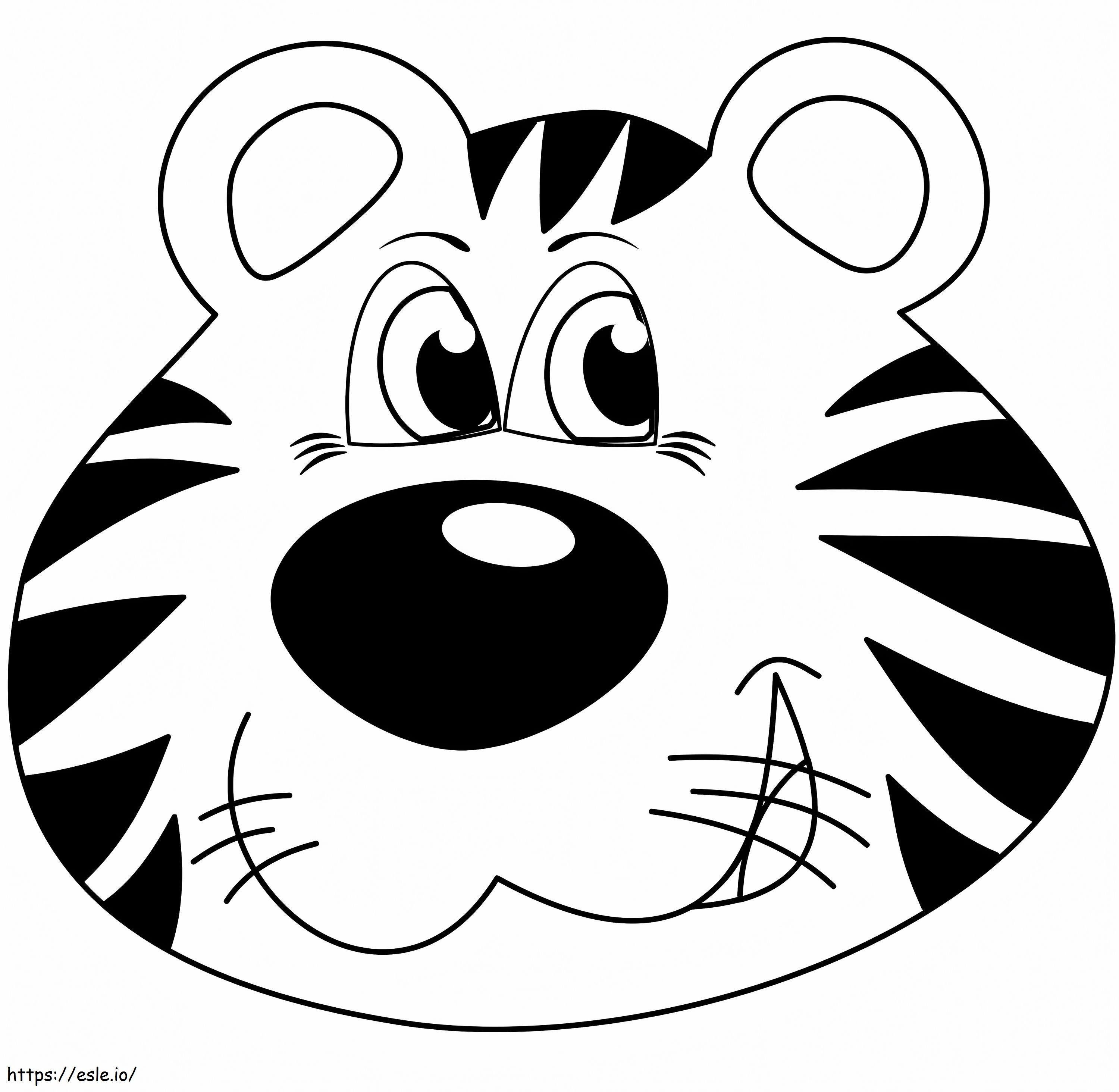 Cara de tigre de desenho animado para colorir