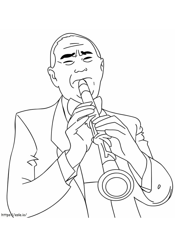 Cântând la clarinet de colorat