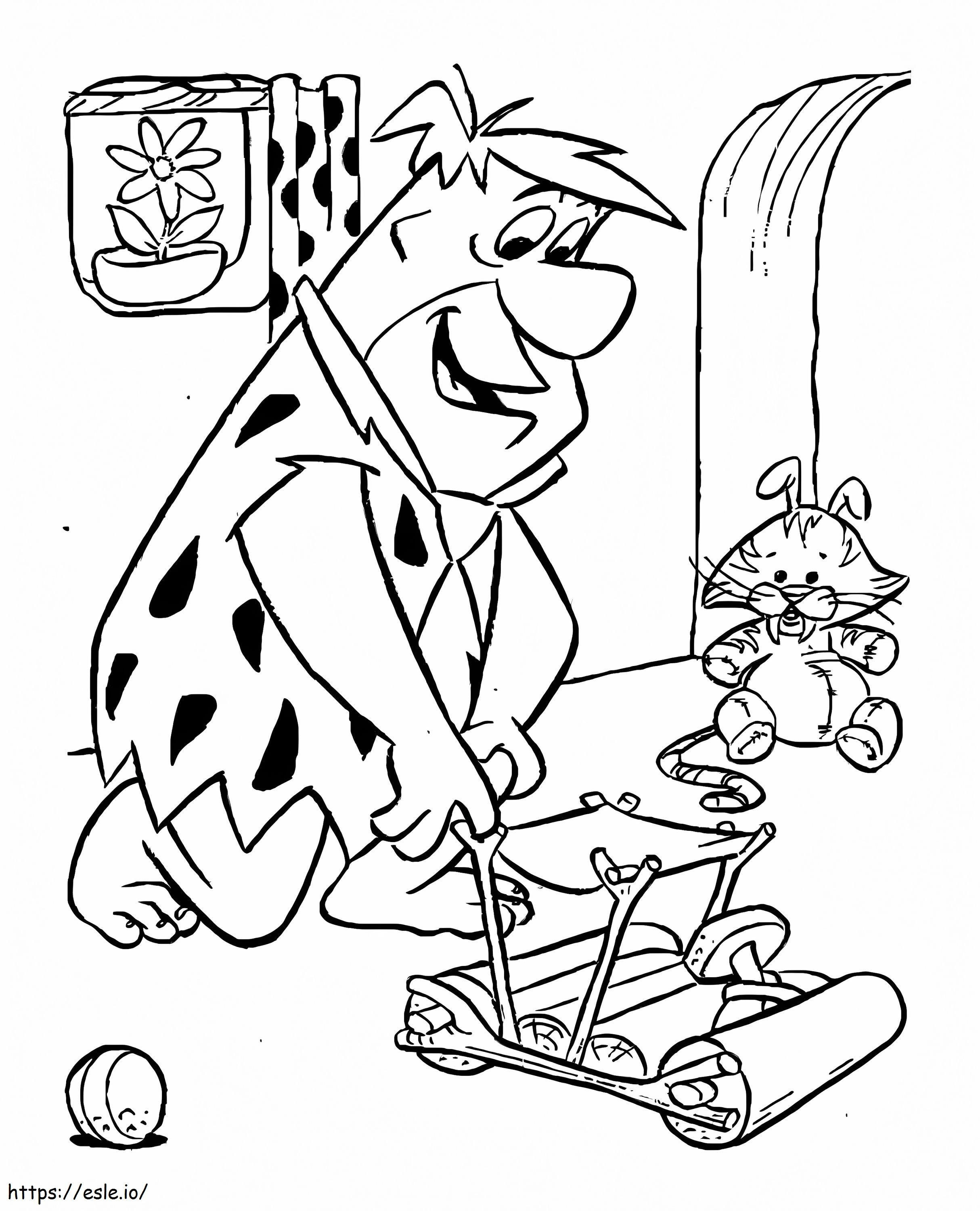 Fred Flintstone Playing coloring page