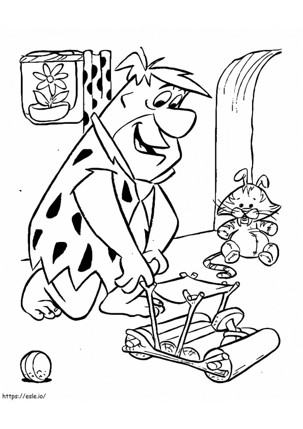 Coloriage Fred Flintstone jouant à imprimer dessin
