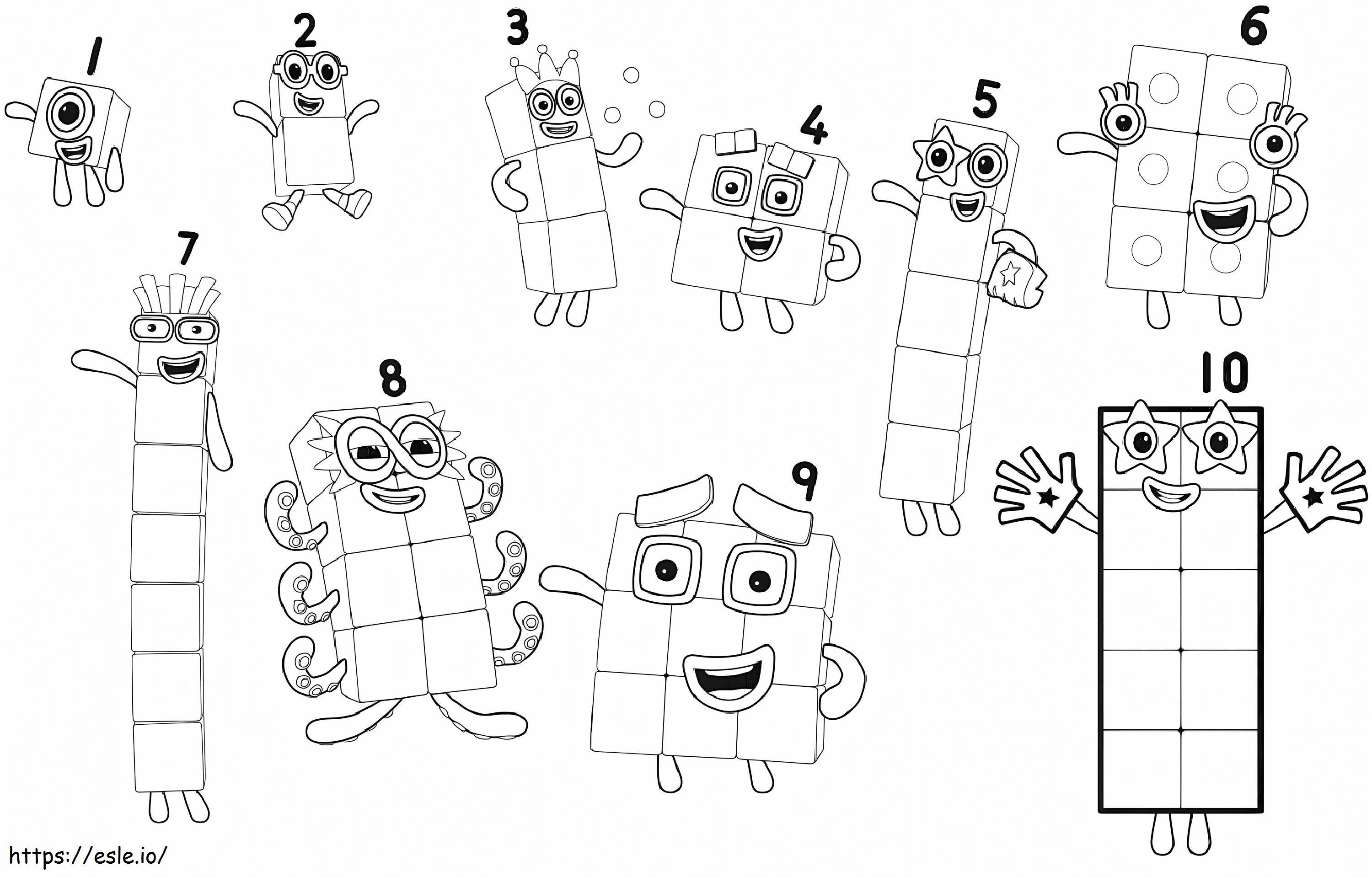 All Numberblocks coloring page
