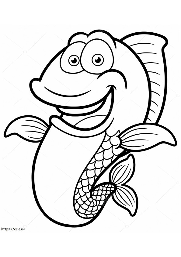 Coloriage Dessin animé drôle de poisson à imprimer dessin
