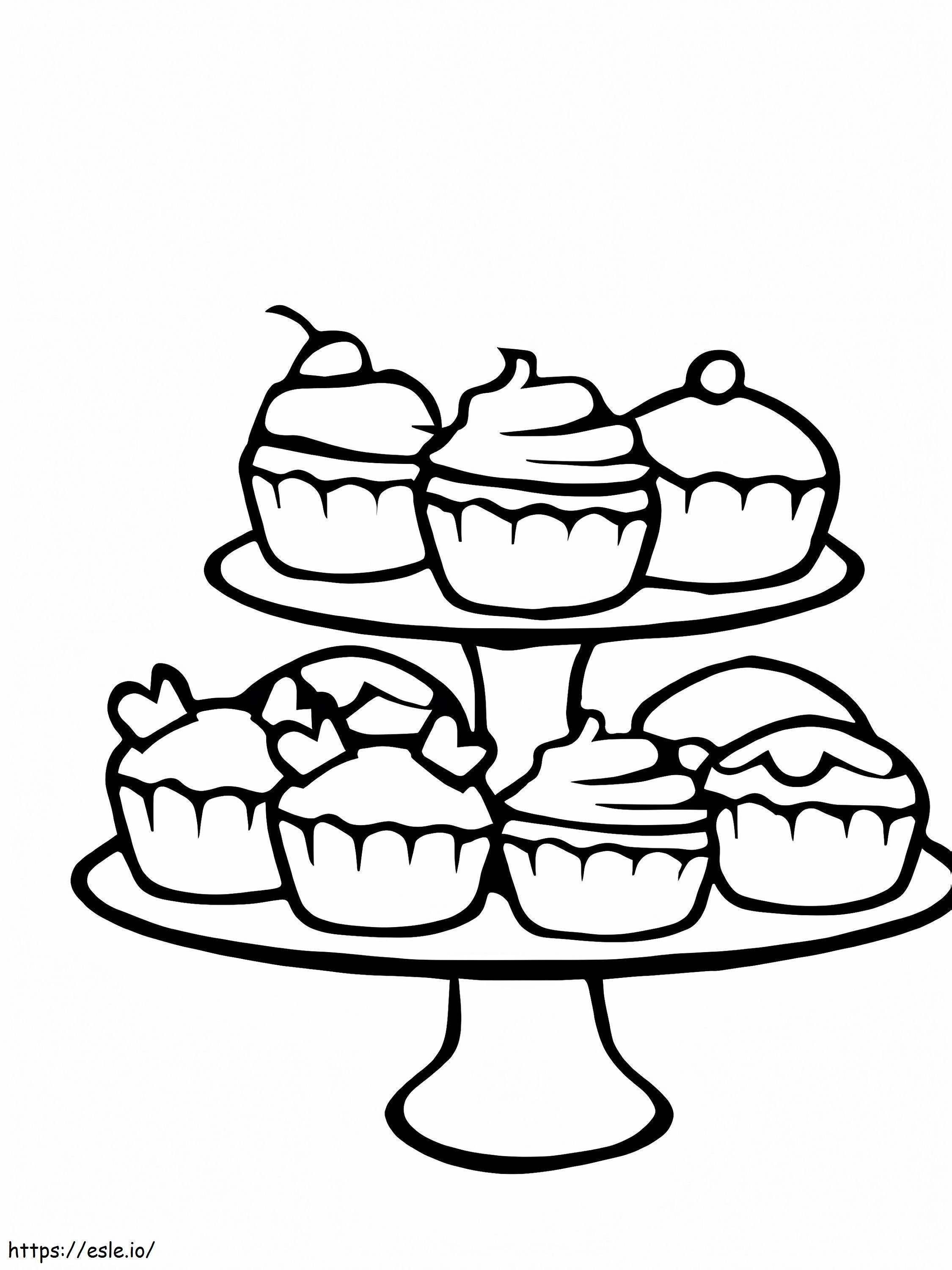 Sete Cupcakes Simples para colorir