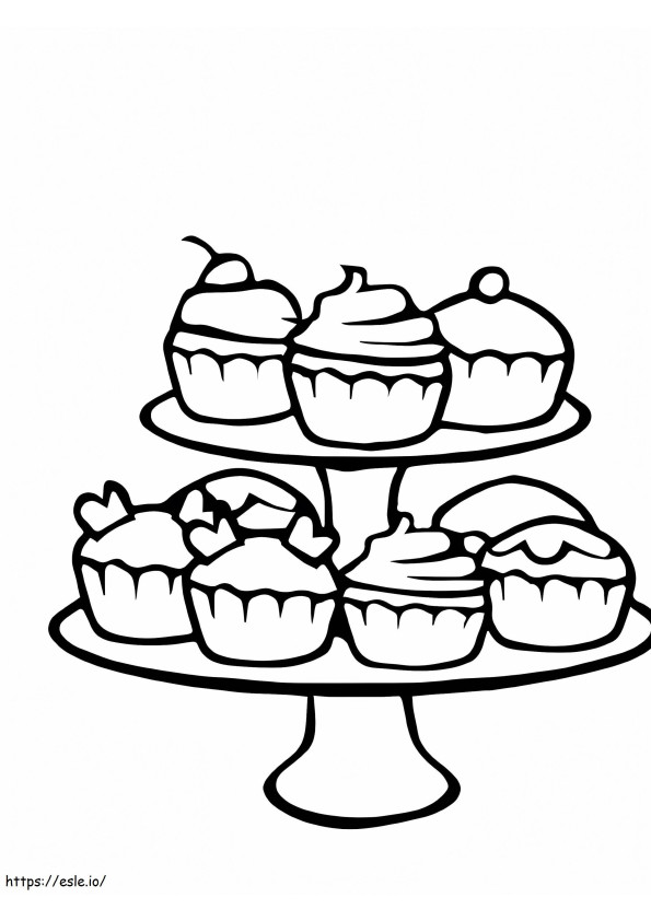 Sette cupcake semplici da colorare