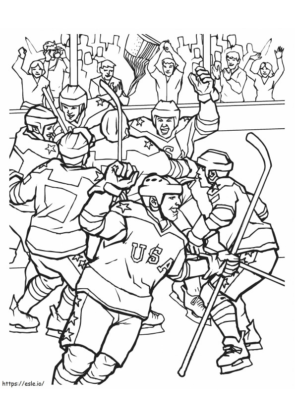 Hockey Players Celebrate Victory coloring page