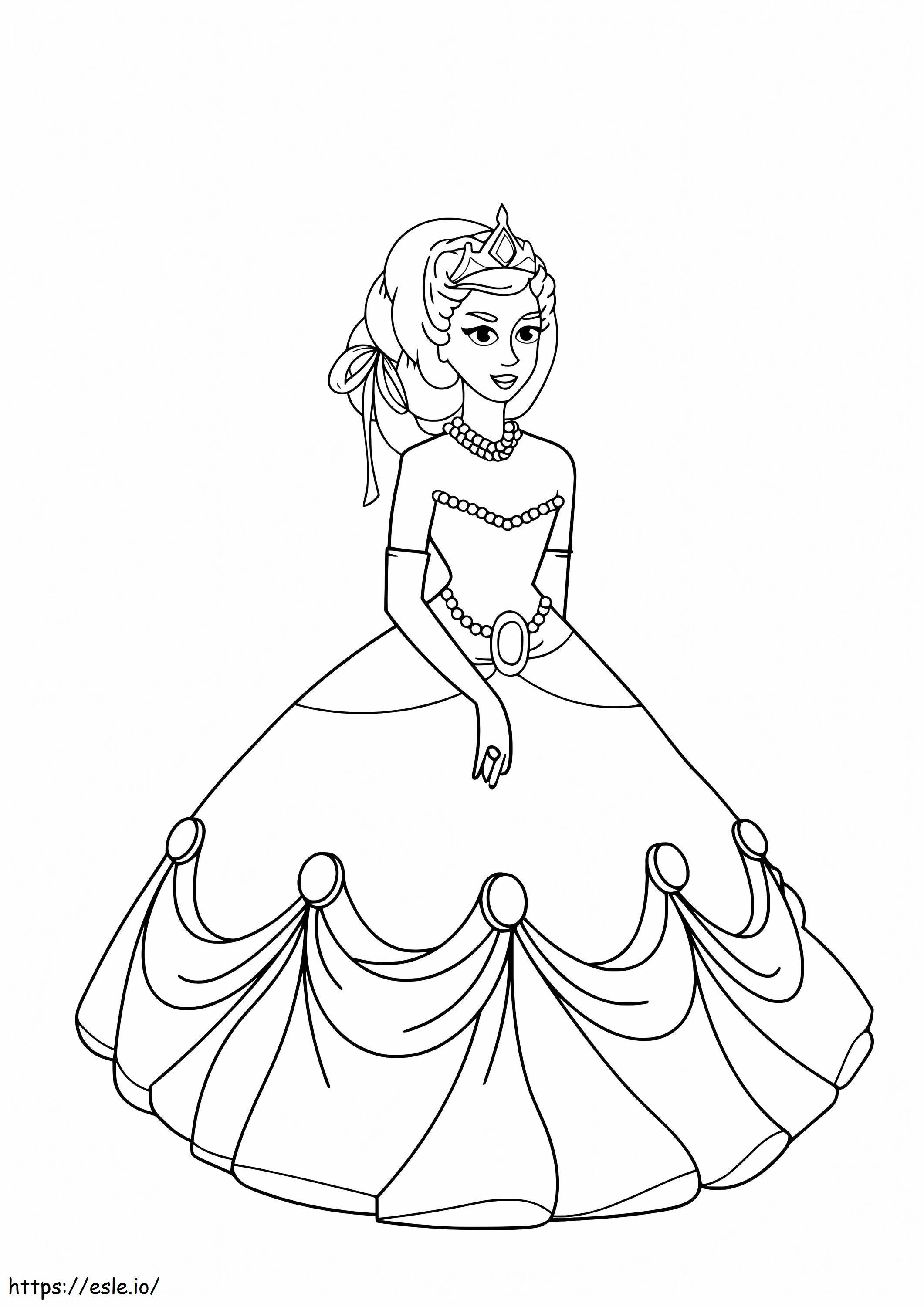 Prinsessa yllään kaulakoru värityskuva