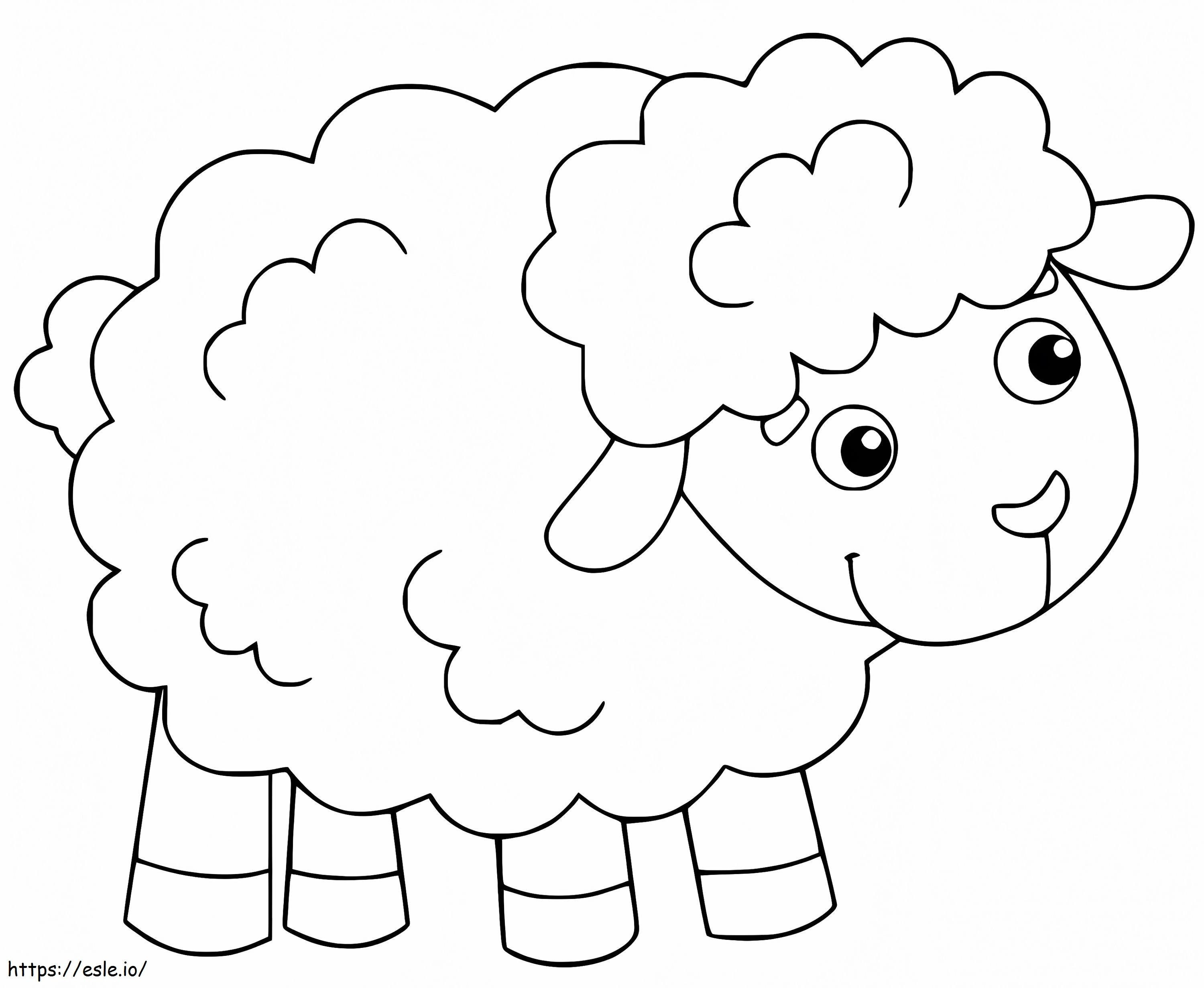 Söpö karvainen lammas värityskuva