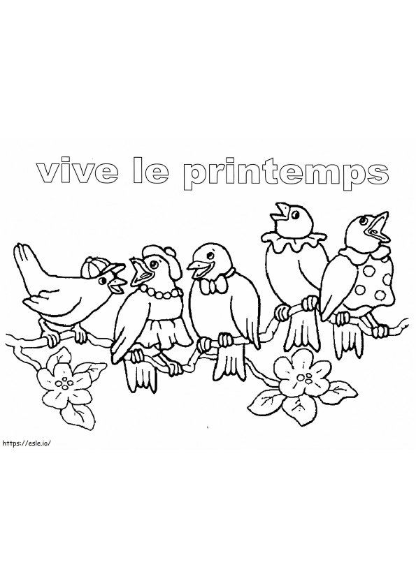 The Spring Birds Sing coloring page