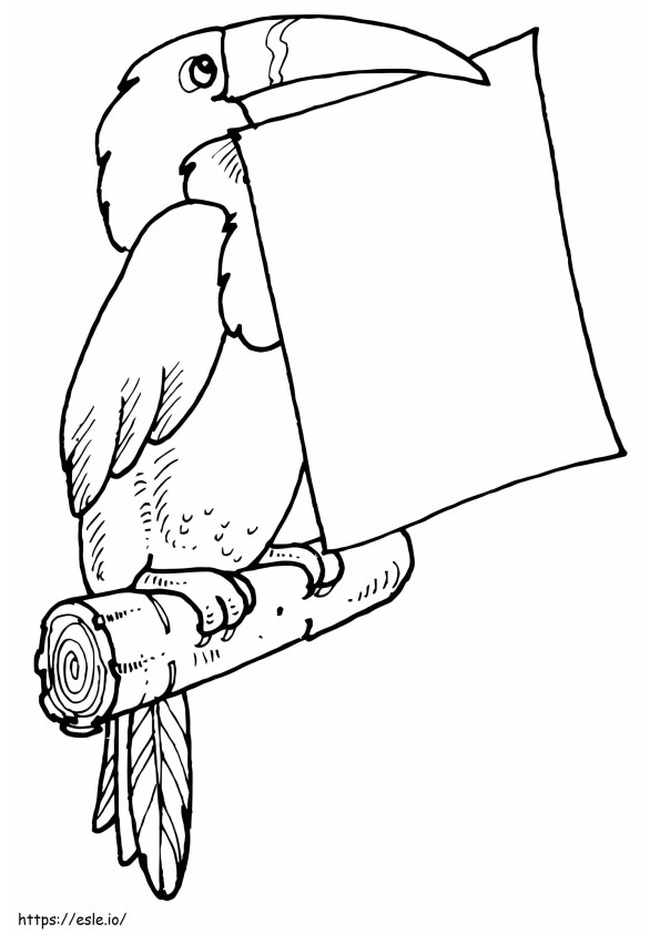 Toucan Holding Letter A4 coloring page