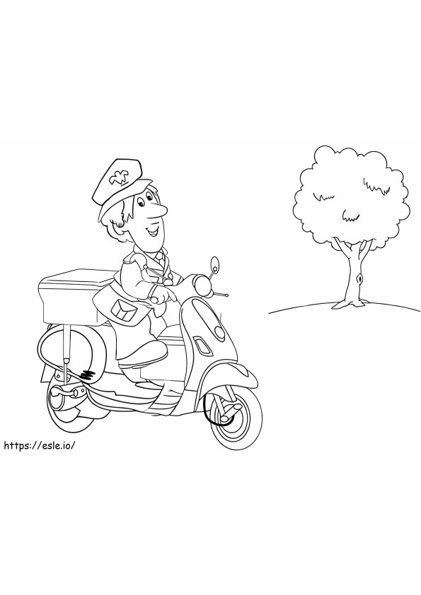 Postman Pat Rides A Motorcycle coloring page