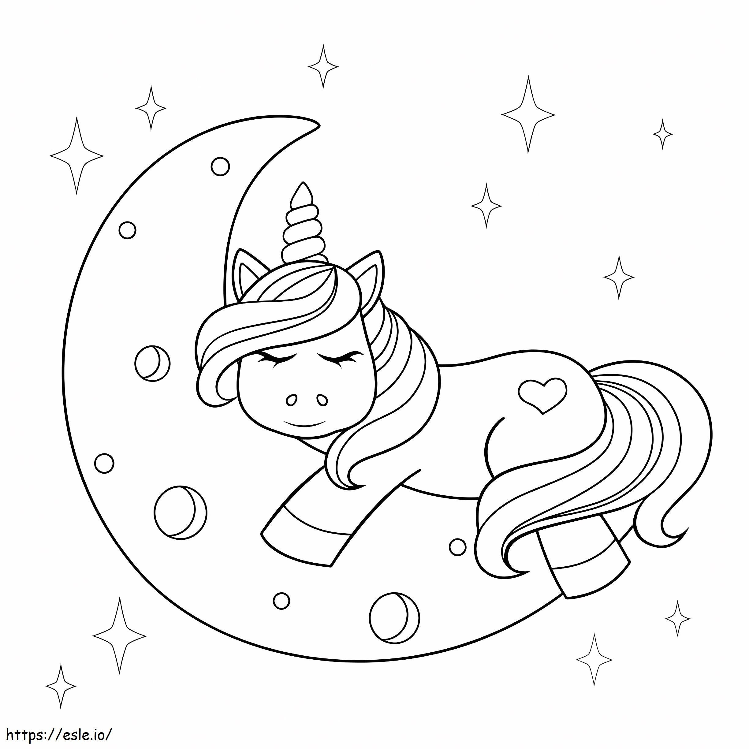 Chico unicornio en la luna para colorear