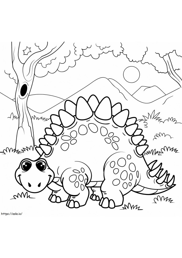 Stegosaurus yang lucu Gambar Mewarnai