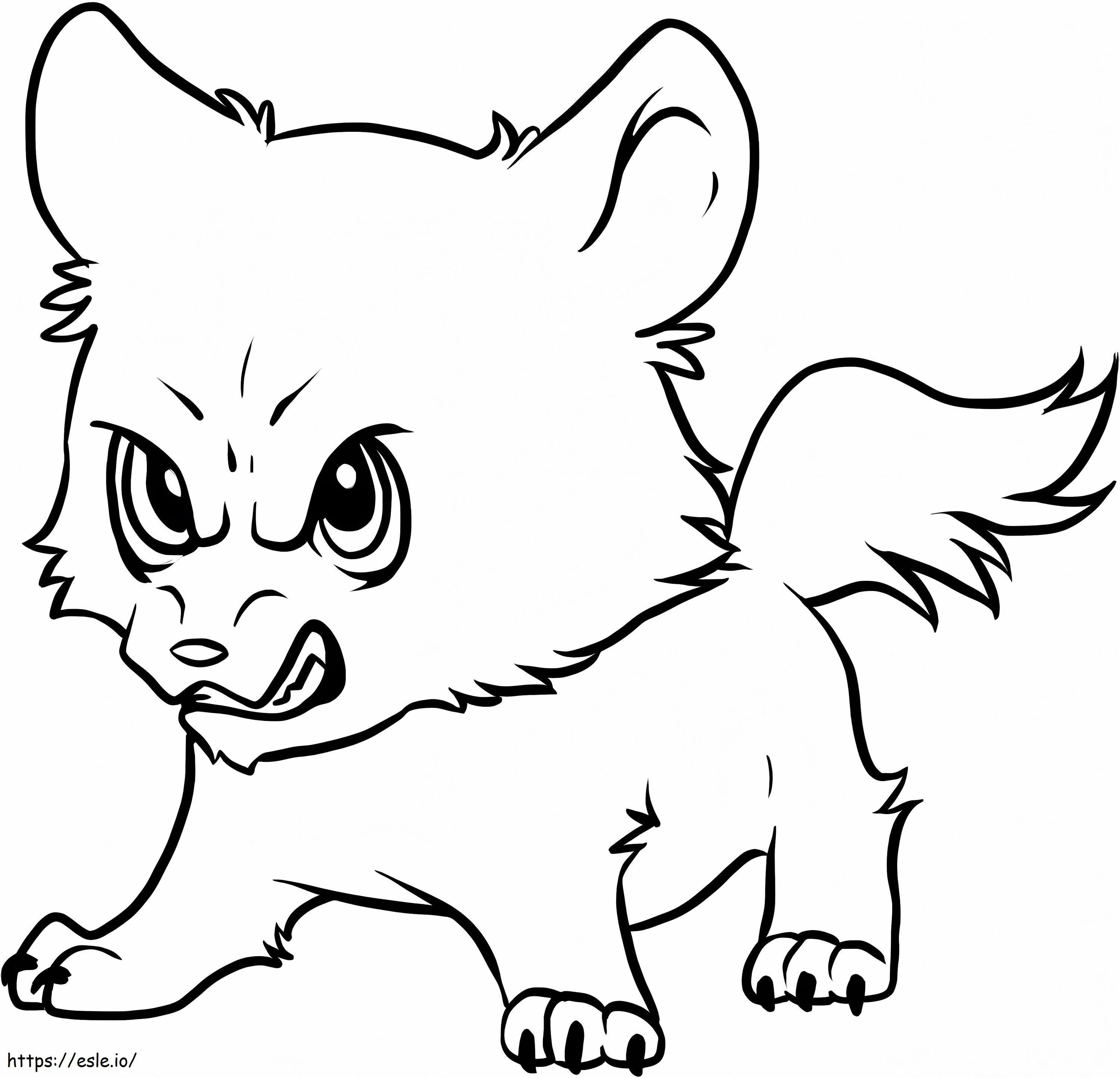 Coloriage Bébé loup en colère à imprimer dessin
