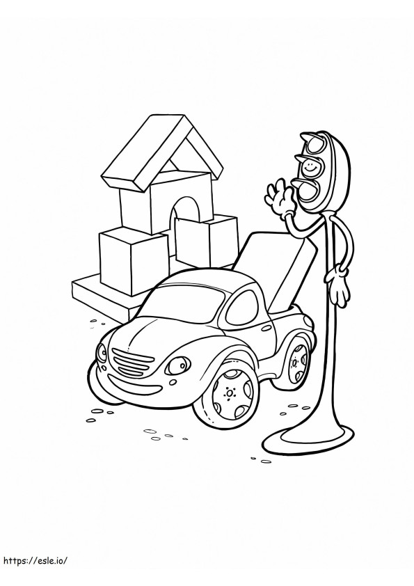 Funny Traffic Light coloring page